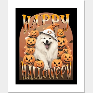 Happy Halloween vintage Samoyed Posters and Art